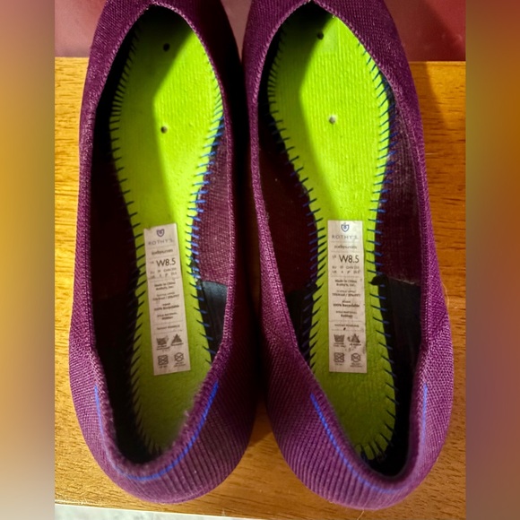 Rothy’s Aubergine Purple Merino The Point Flats Slip On shoes women size 8.5 - Picture 6 of 8